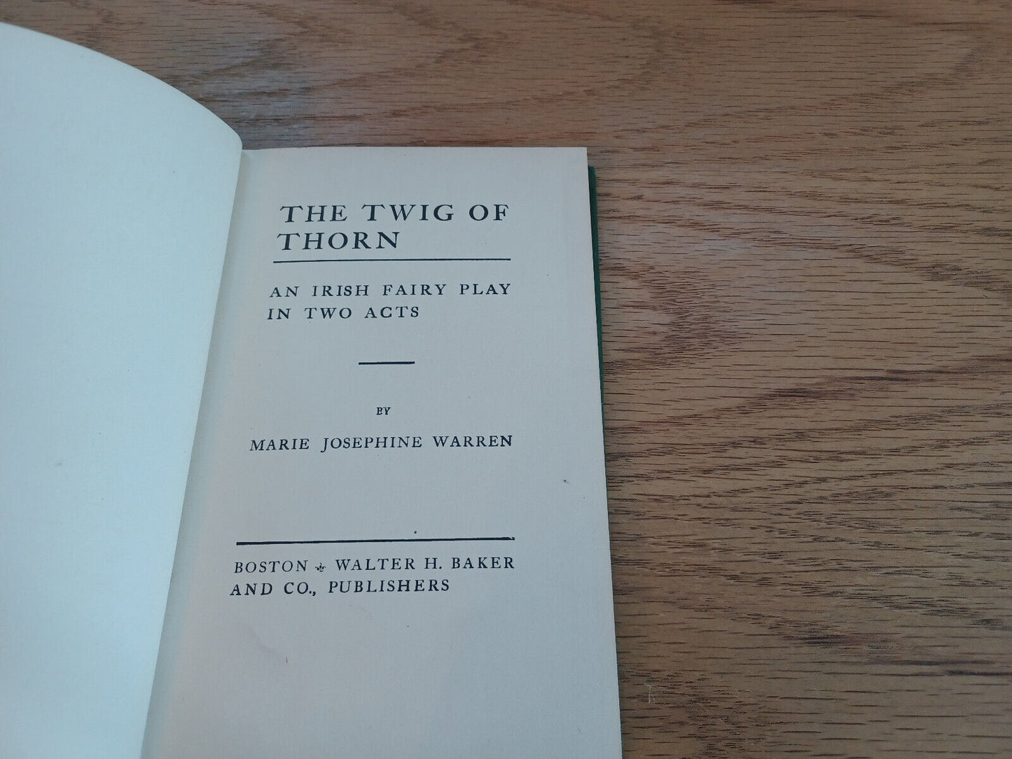 The Twig Of Thorn Irish Fairy Play In Two Acts Marie Josephine Warren 1910