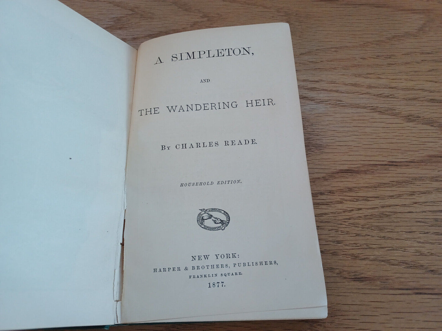 A Simpleton And The Wandering Heir Charles Reade 1877 Household Ed