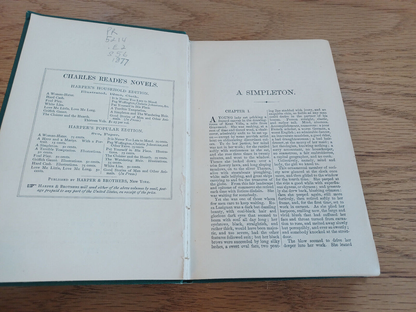 A Simpleton And The Wandering Heir Charles Reade 1877 Household Ed