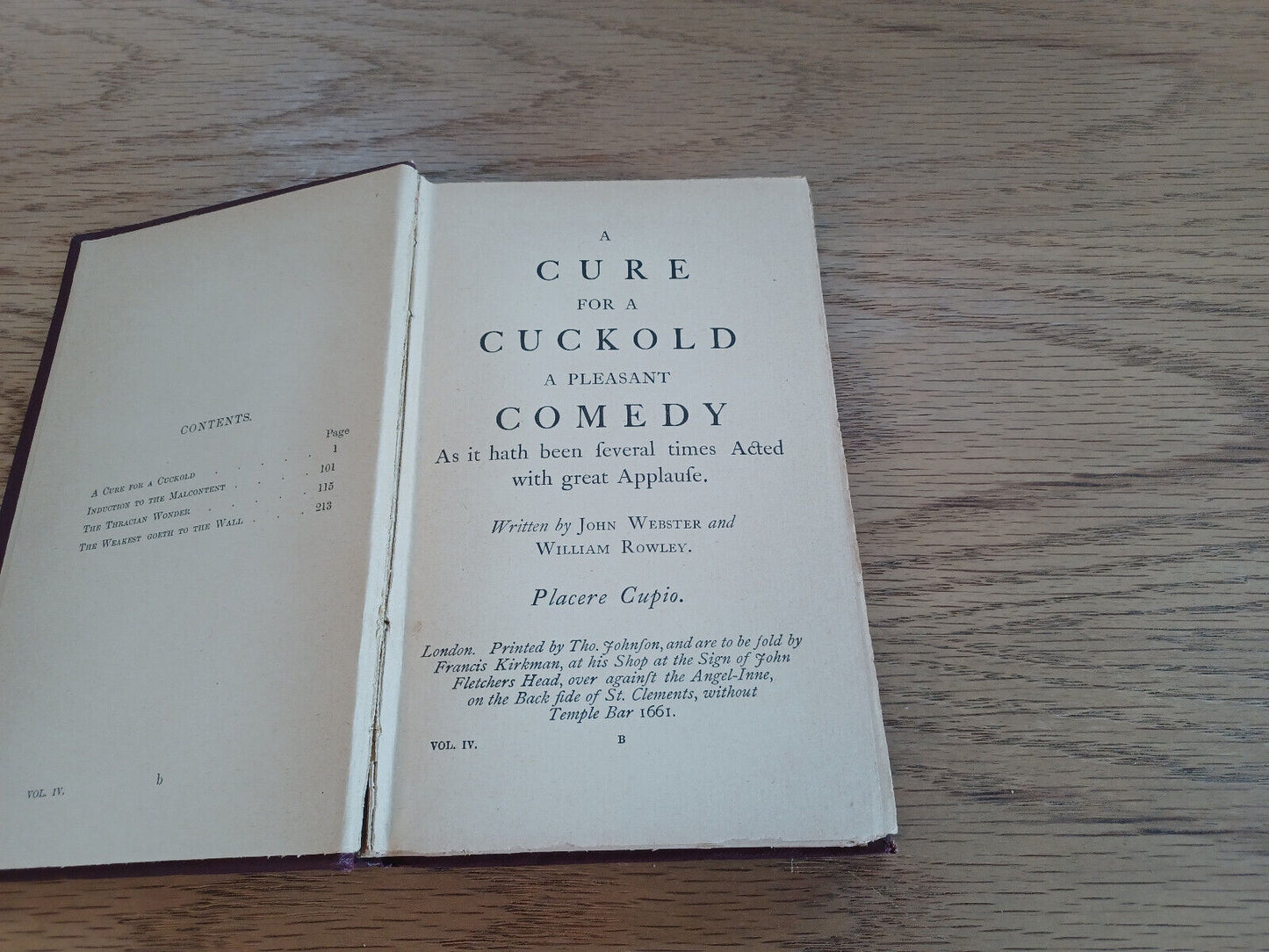 A Cure For A Cuckold A Pleasant Comedy John Webster William Rowley Vol Iv