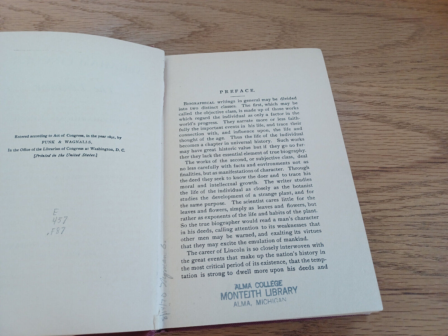 Abraham Lincoln The Liberator Biographical Sketch Charles Wallace French 1891 B