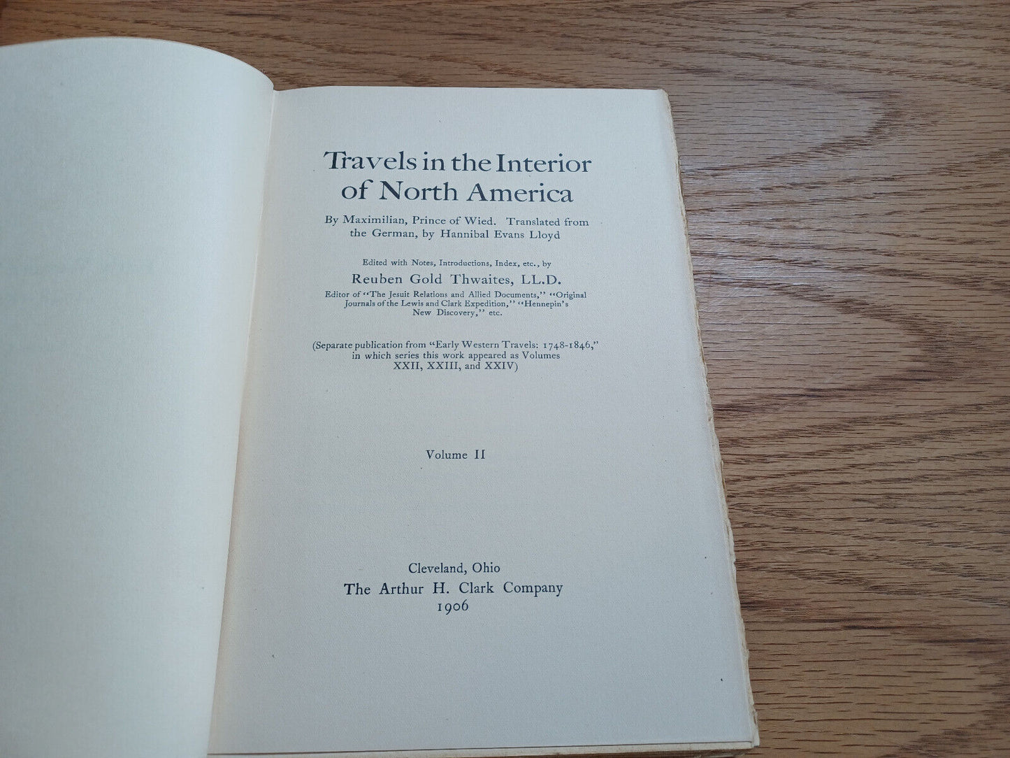 Travels In The Interior Of North America Vol Ii 1906 Reuben Gold Thwaites