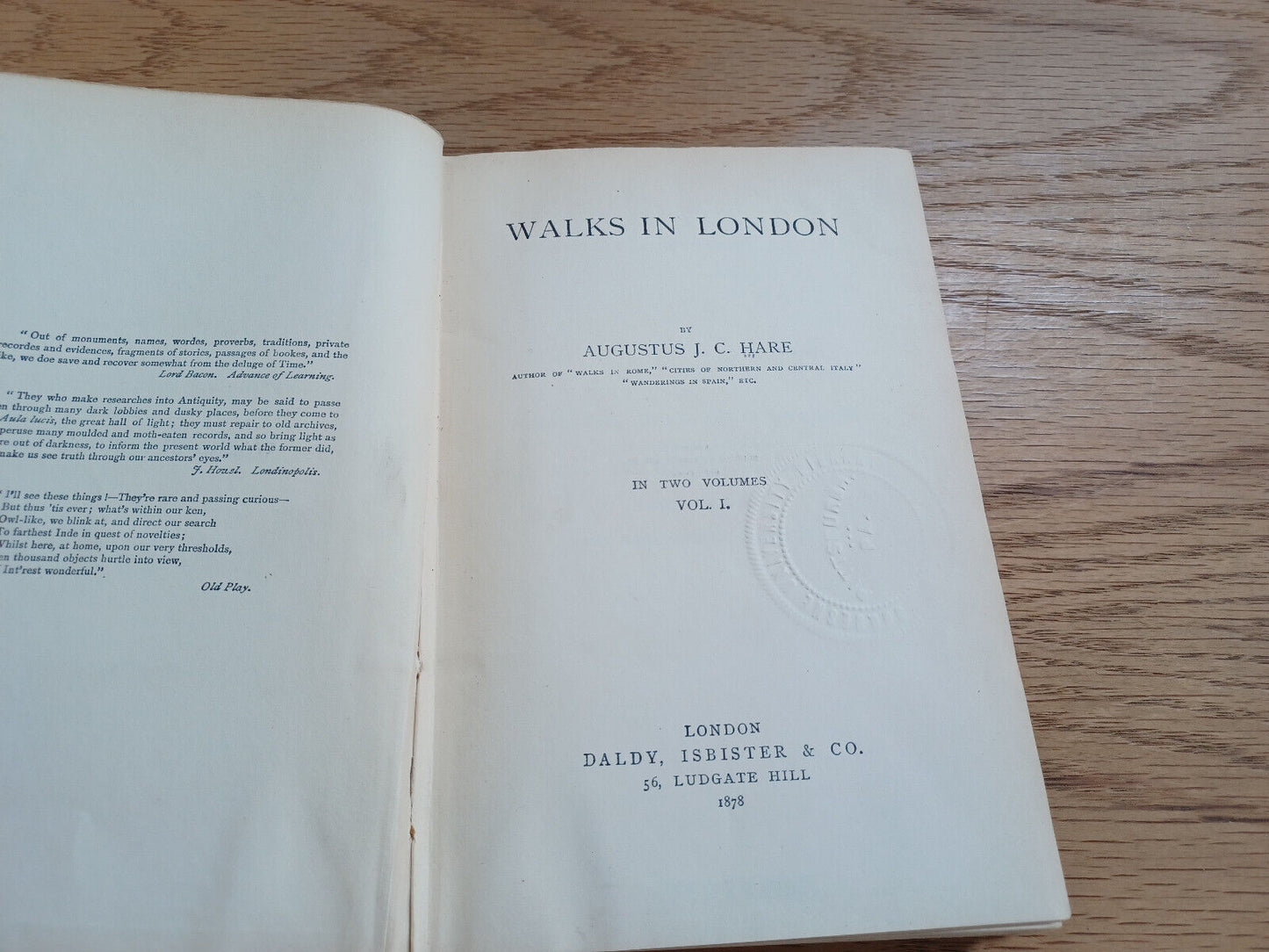 Walks In London By Augustus J C Hare Vol I 1878