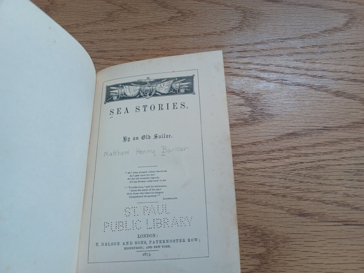 Sea Stories By An Old Sailor Matthew Henry Barker 1873