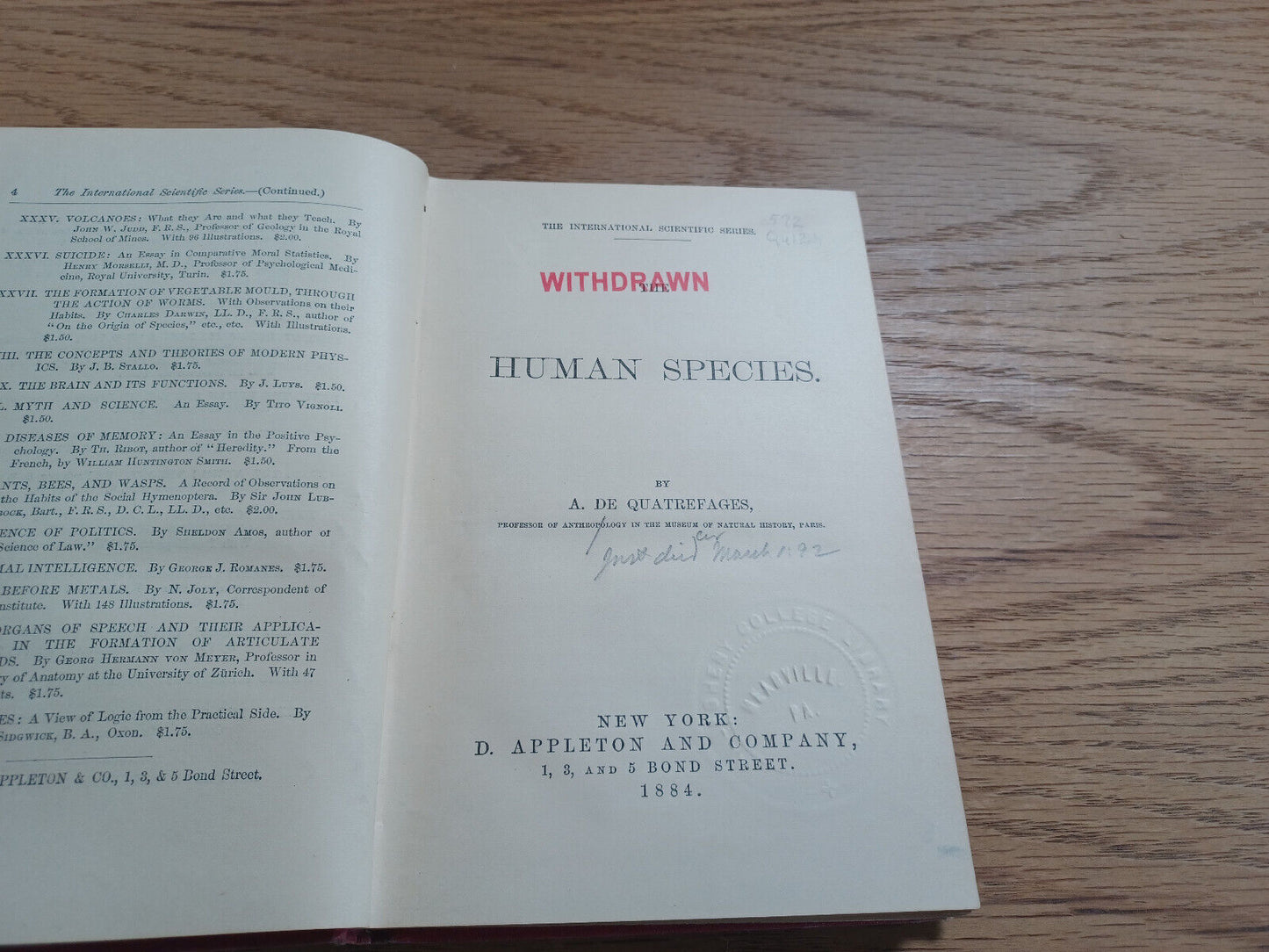 The Human Species By A De Quatrefages 1884 International Scientific Series