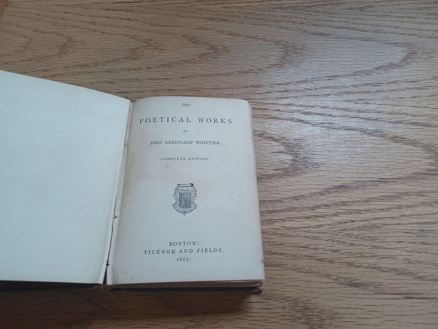 The Poetical Works Of John Greenleaf Whittier Complete Edition 1867