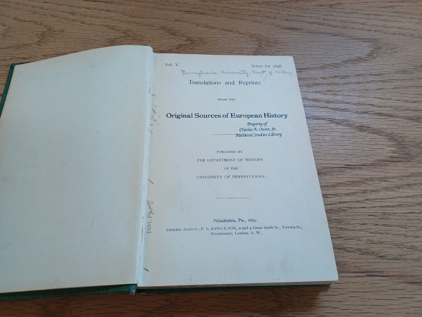 Translations And Reprints From Original Sources Of European History 1899 Vol V