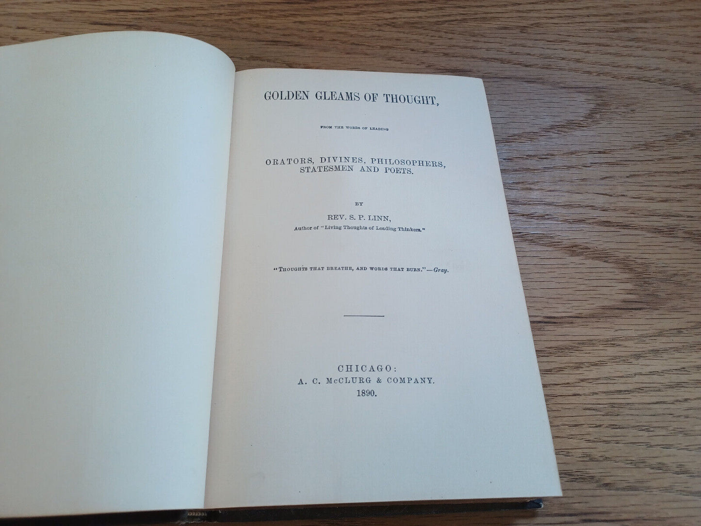 Golden Gleams Of Thought Orators Divines Philosophers S P Linn 1890