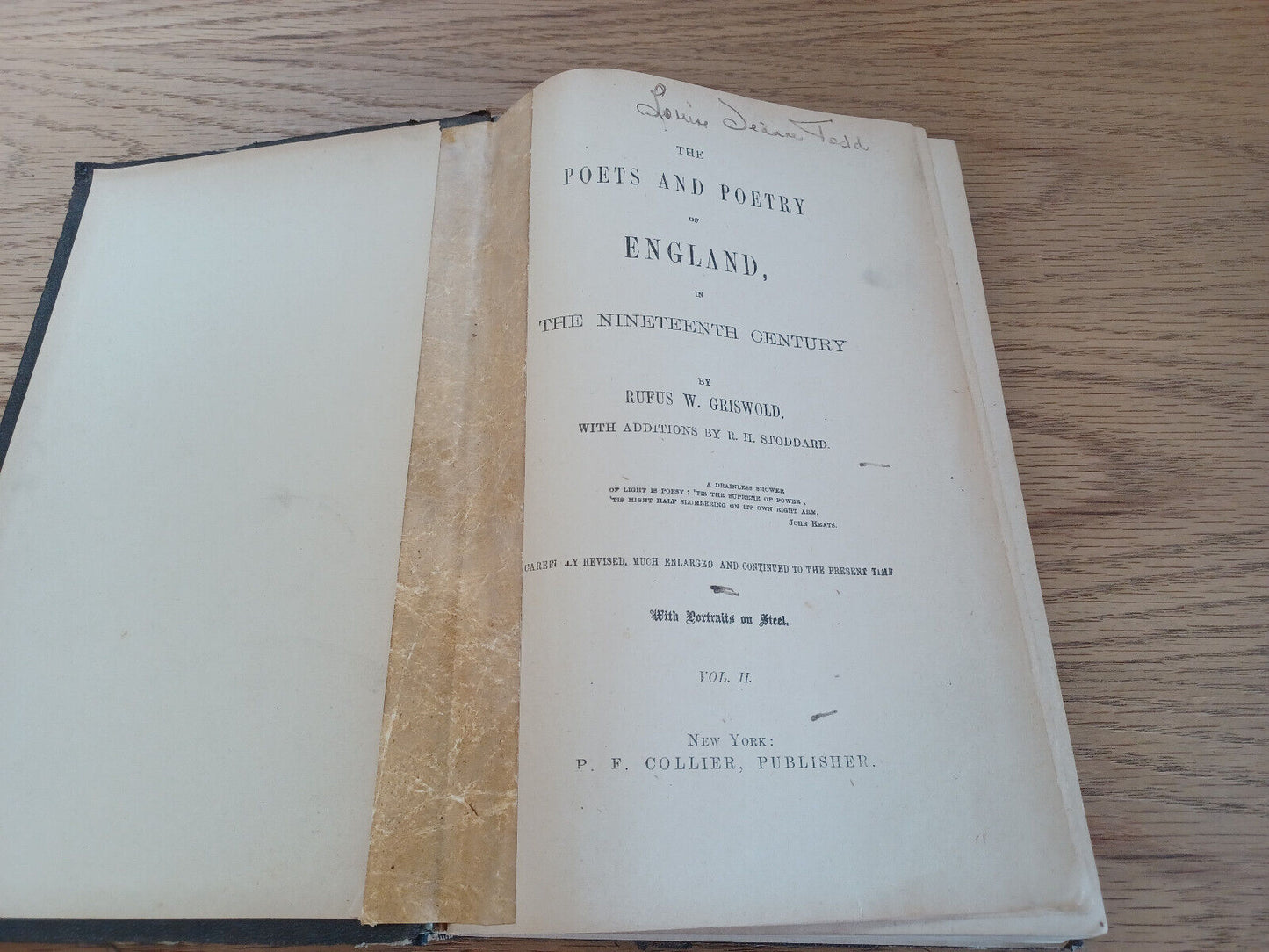 The Poets And Poetry Of England In 19th Century Rufus W Griswold Vol Ii