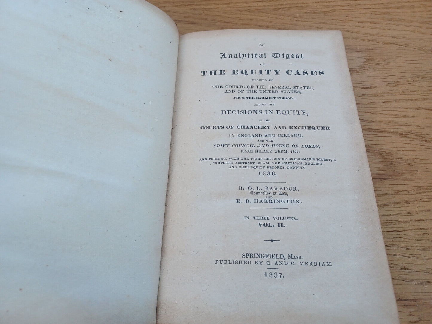 An Analytical Digest Of The Equity Cases 1837 O L Barbour E B Harrington Vol Ii