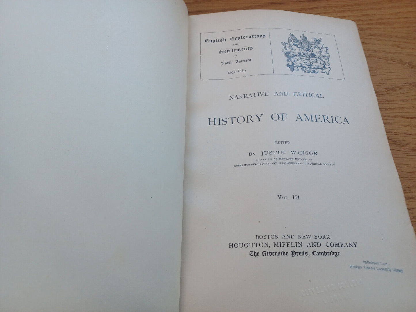 Narrative And Critical History Of America Justin Winsor Vol Iii 1884