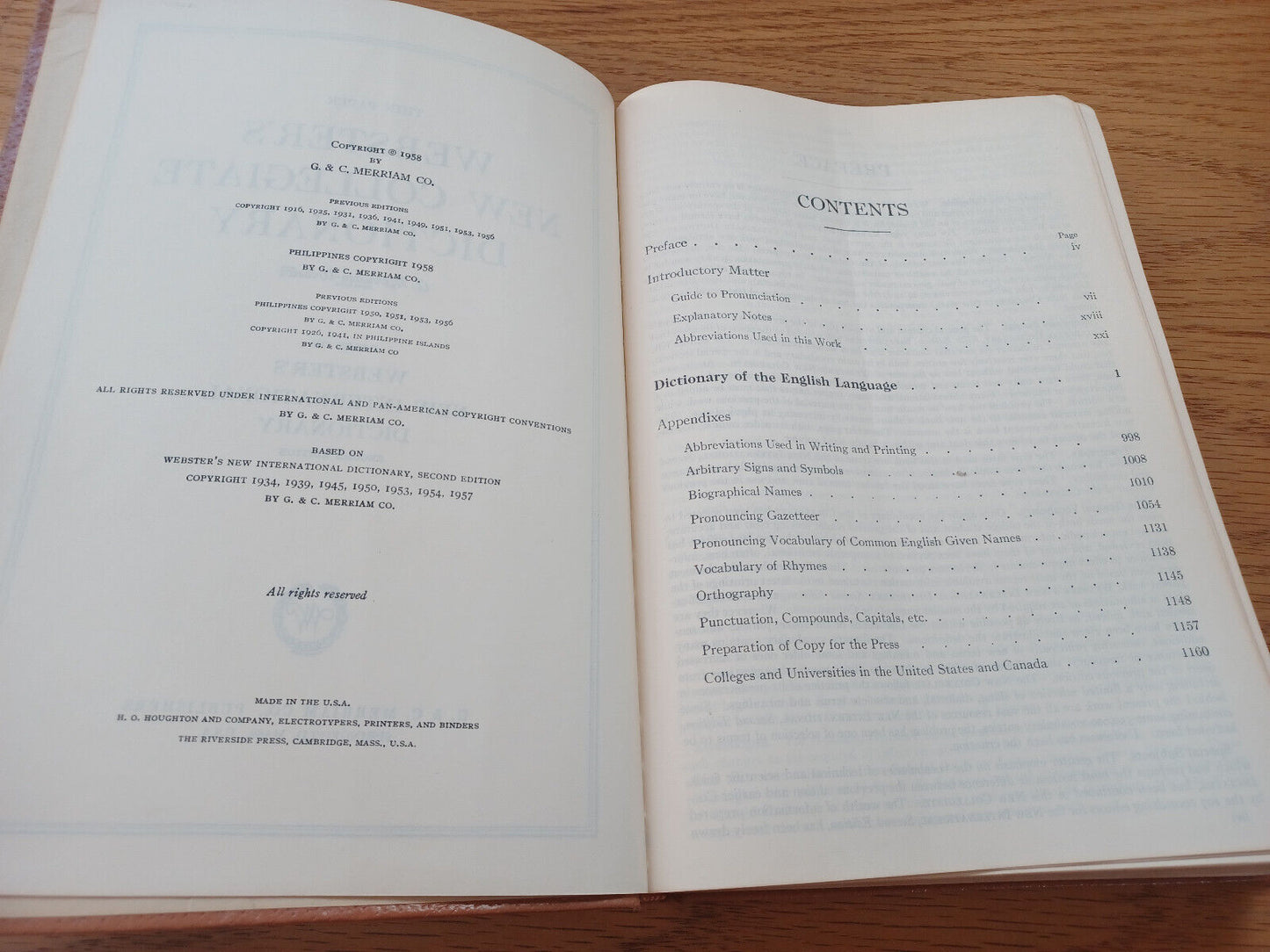 Webster'S New Collegiate Dictionary Thin Paper 1958 Leather