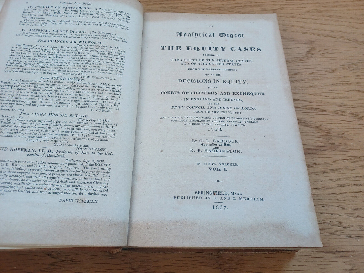 An Analytical Digest Of The Equity Cases 1837 O L Barbour E B Harrington Vol I