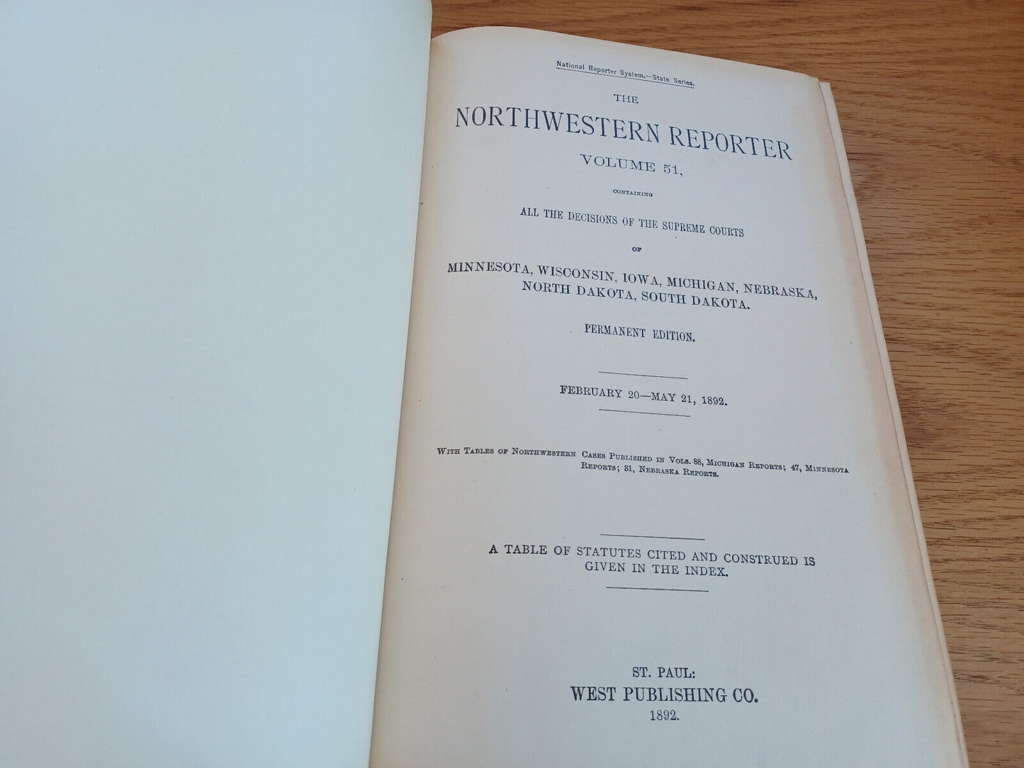 The Northwestern Reporter Volume 51 1892 Permanent Edition