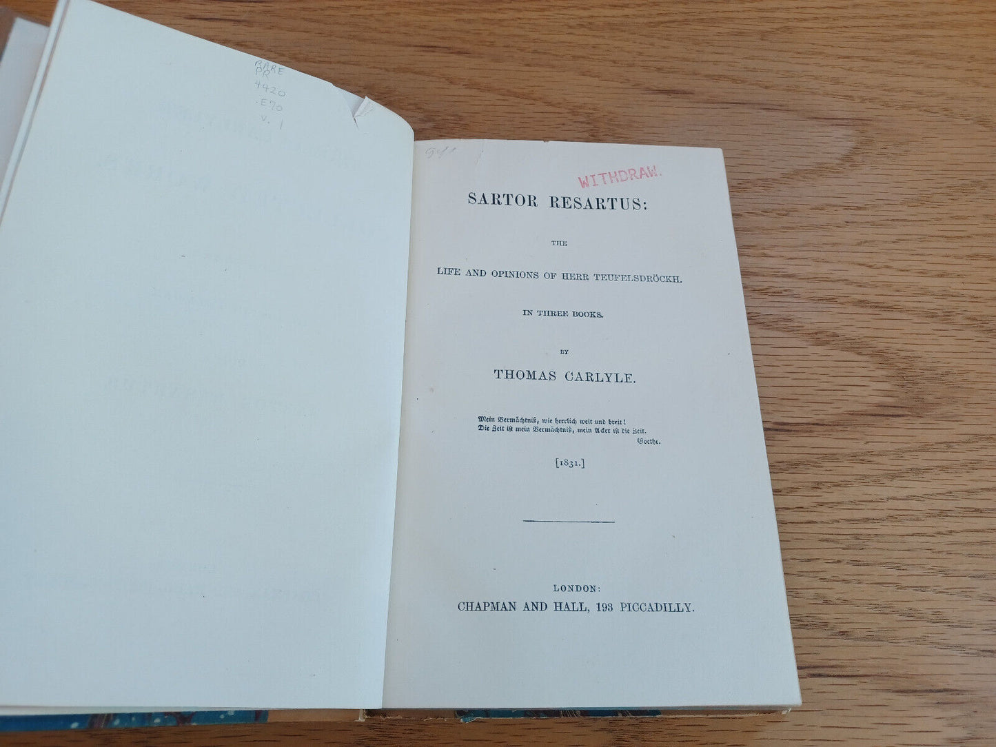 Thomas Carlyle'S Collected Works Library Edition Vol I 1869