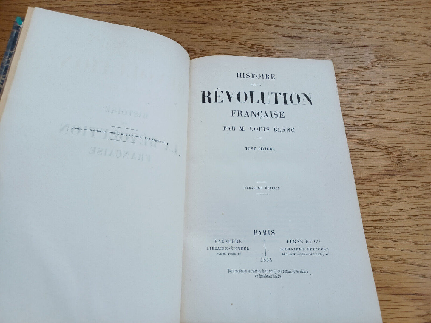 Histoire Revolution Francaise M Louis Blanc Tome Sixieme 1864 Deuxime Edition