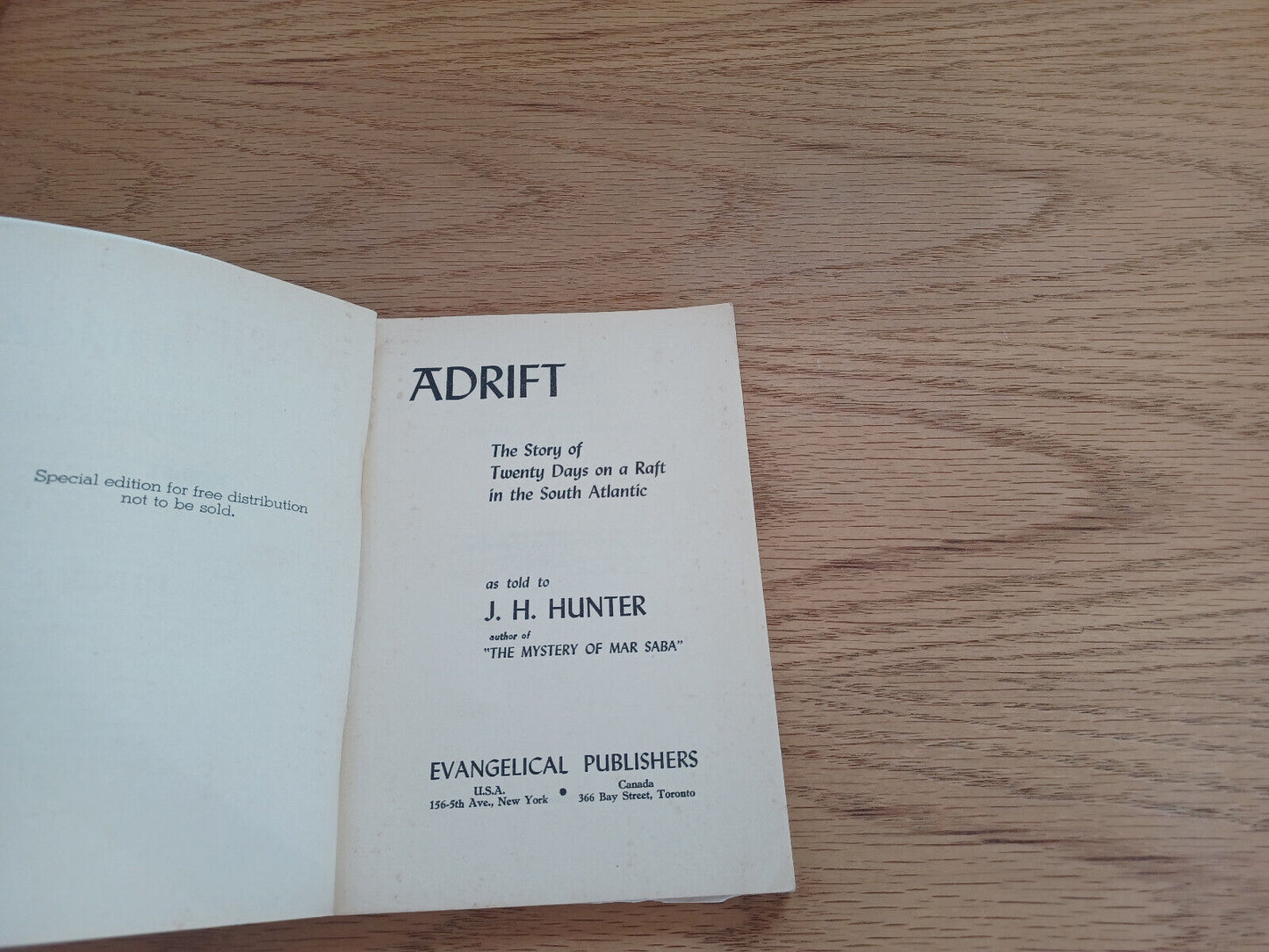 Adrift J H Hunter 1943 Special Edition