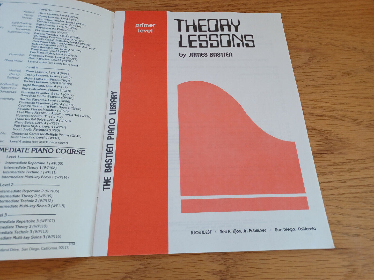 Theory Lessons James Bastien Primer Level 1976