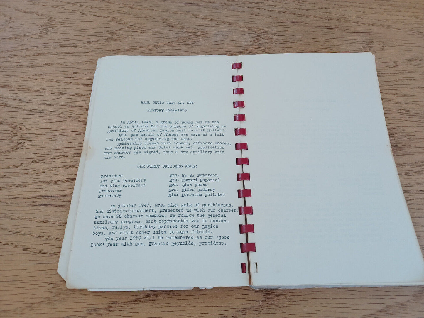 1950 Cook Book Compiled By American Legion Auxiliary Earl Gruis Unit No 534