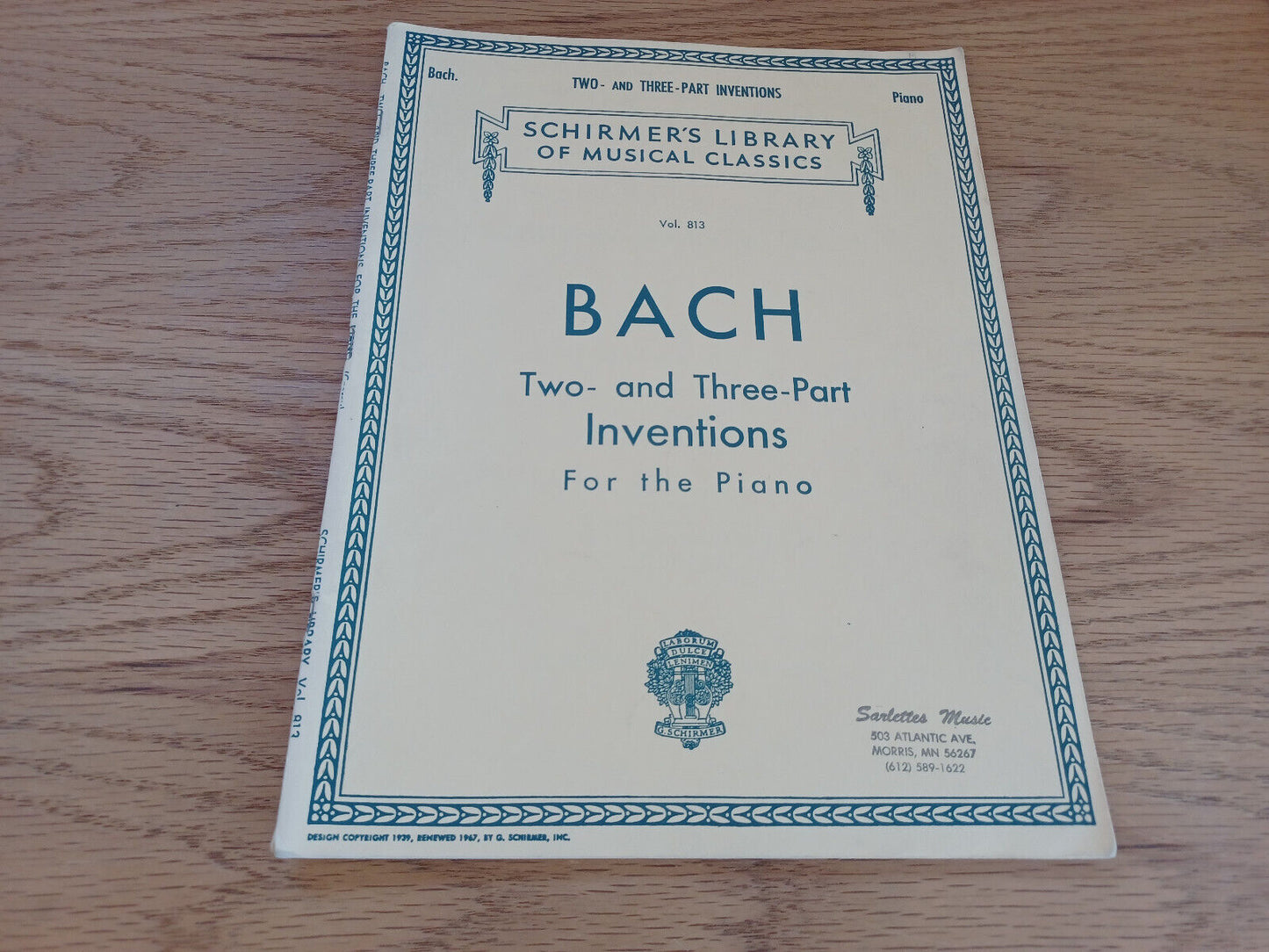 Schirmer'S Library Of Musical Classics Vol 813 Bach 2 & 3 Part Inventions Piano