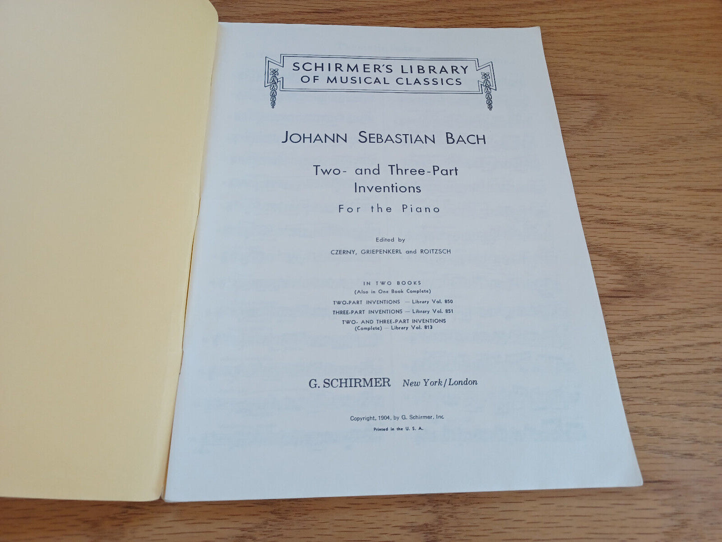 Schirmer'S Library Of Musical Classics Vol 813 Bach 2 & 3 Part Inventions Piano