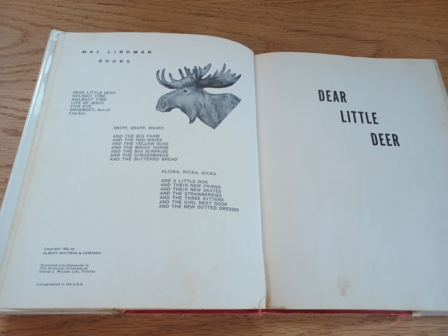 Dear Little Deer Maj Lindman 1953 Dust Jacket