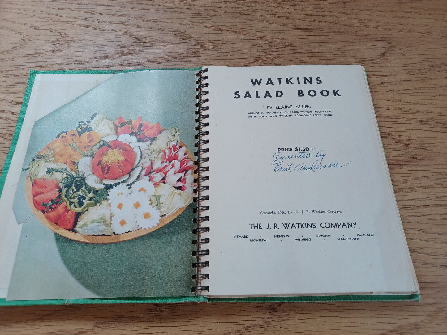 Watkins Salad Book Elaine Allen 1946