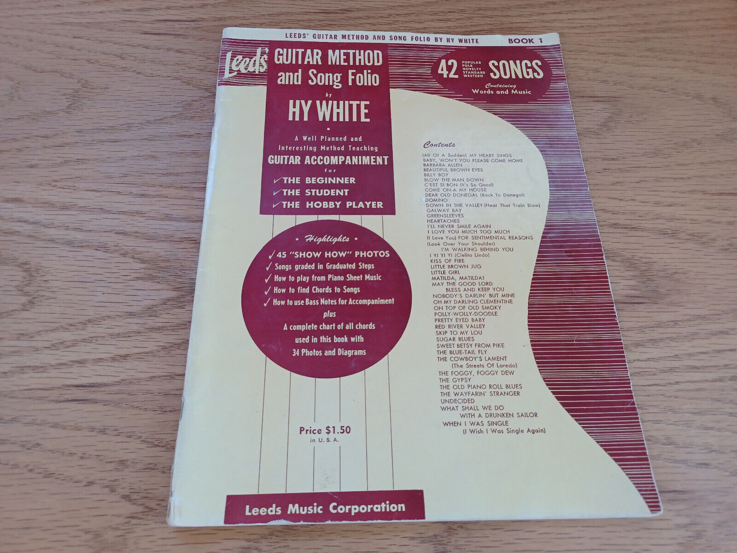 Leads' Guitar Method And Song Folio Hy White 1954