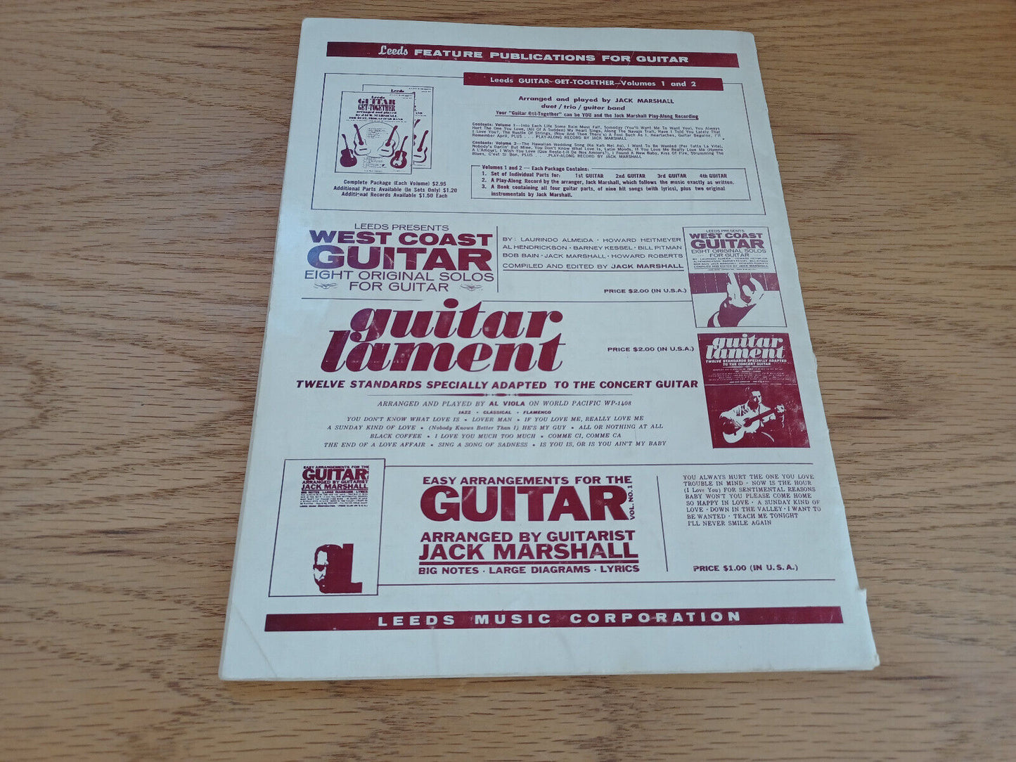 Leads' Guitar Method And Song Folio Hy White 1954