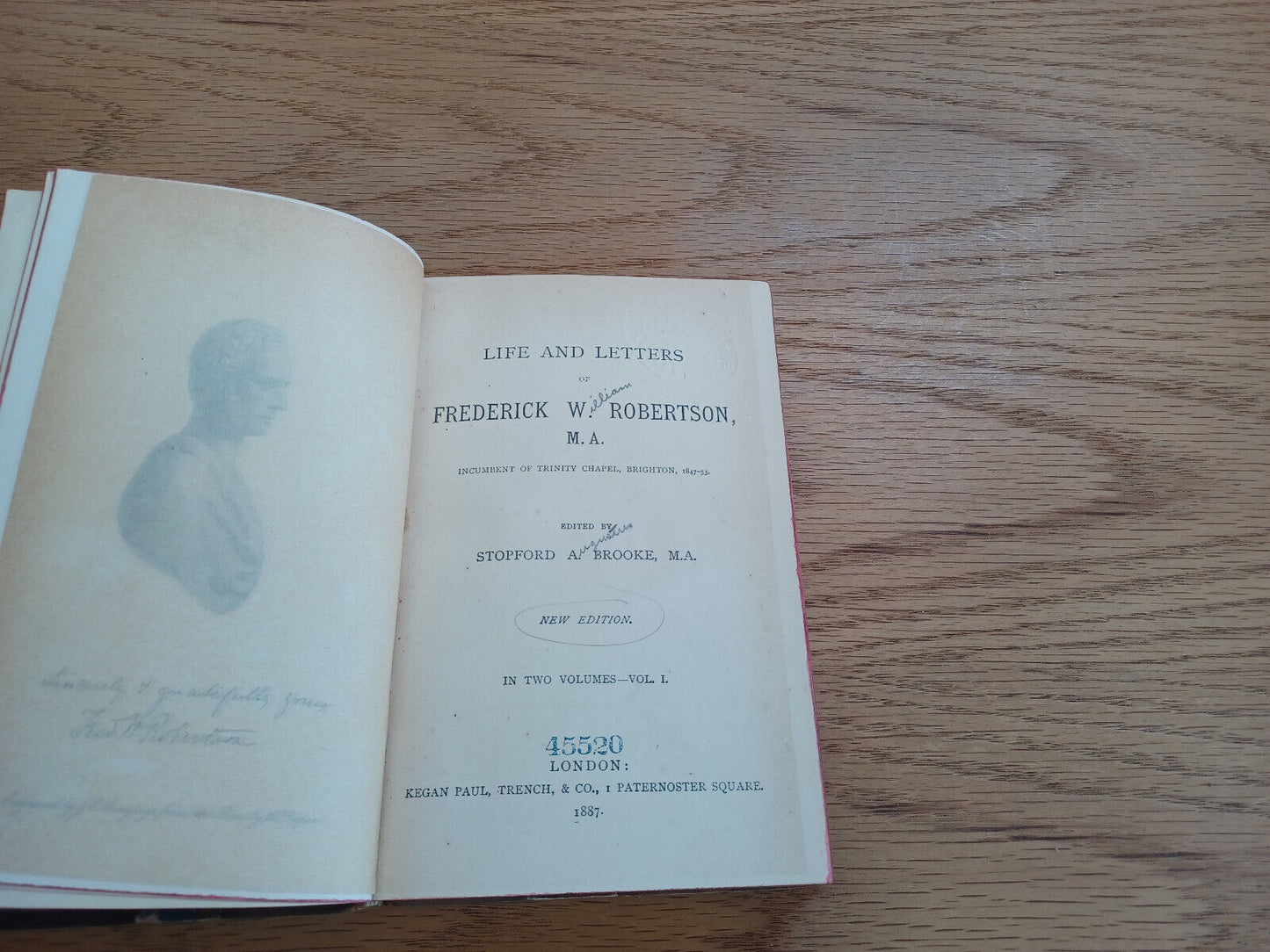 Life And Letters Of Frederick W Robertson 1887 Stopford A Brooke Vol I