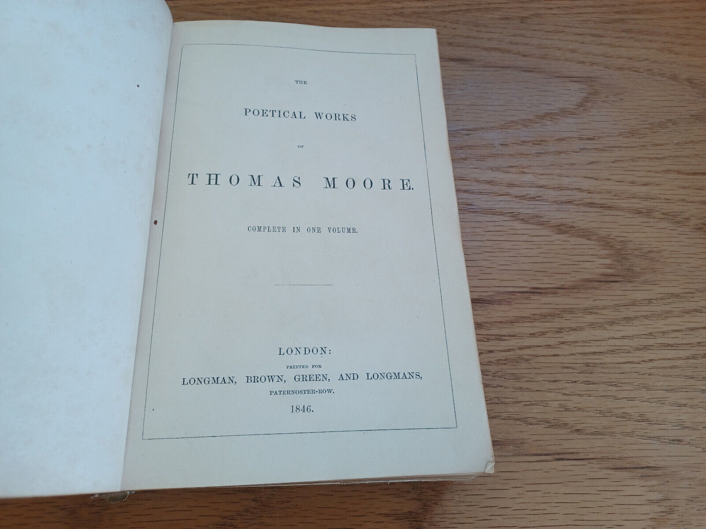 The Poetical Works Of Thomas Moore Complete In One Volume 1846