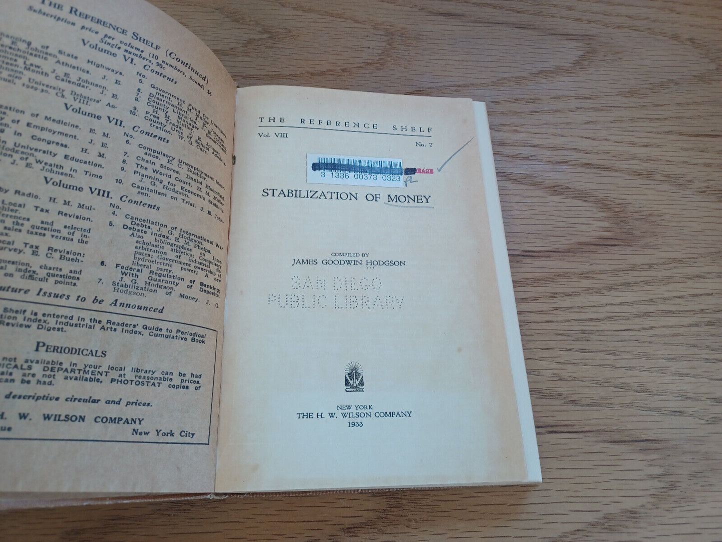 The Reference Shelf Vol Viii Stabilization Of Money James Goodwin Hodgson 1933