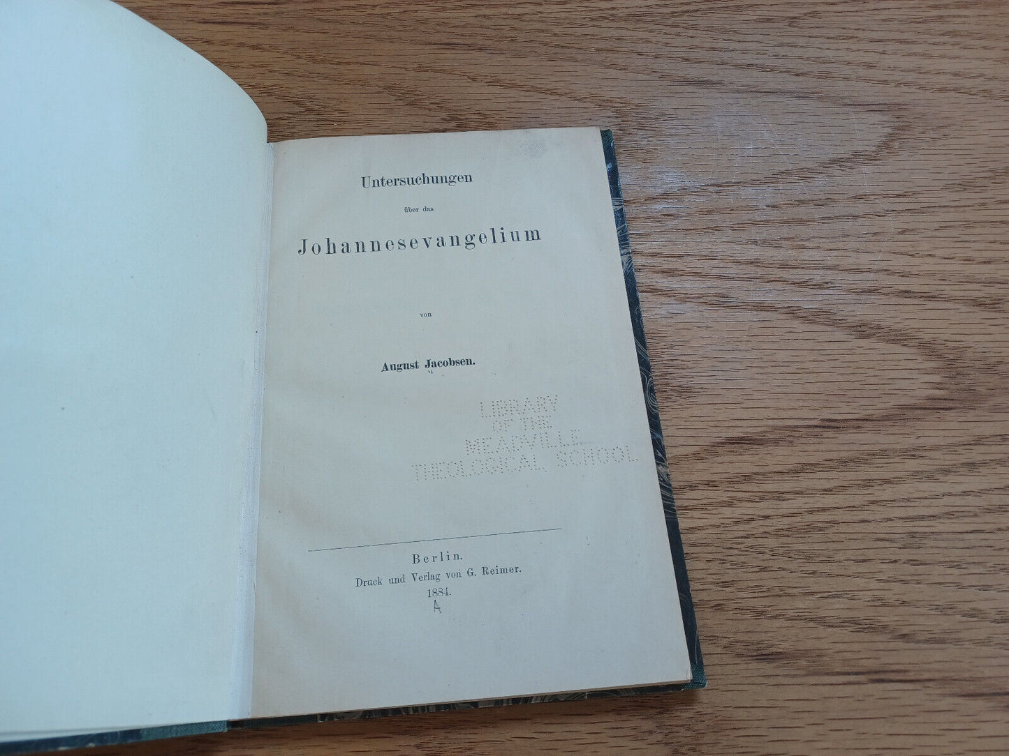 Untersuchungen Ueber Das Johannesevangelium August Jacobsen 1884