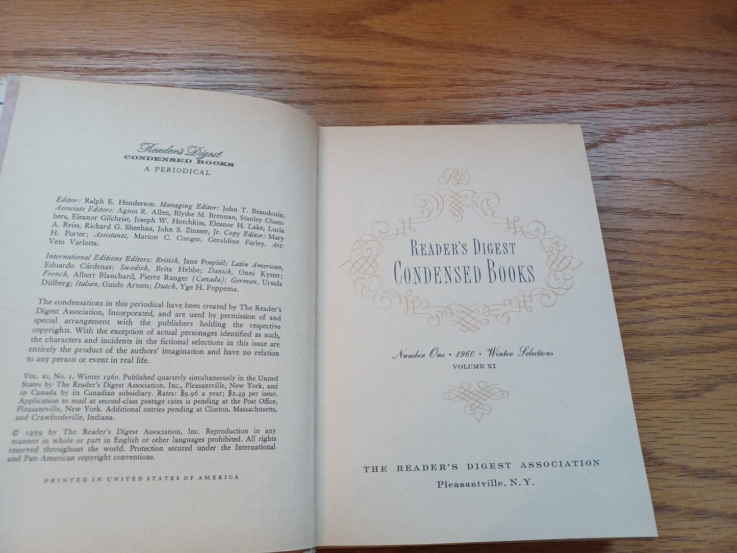 Readers Digest Condensed Books Number One 1960 Volume 11