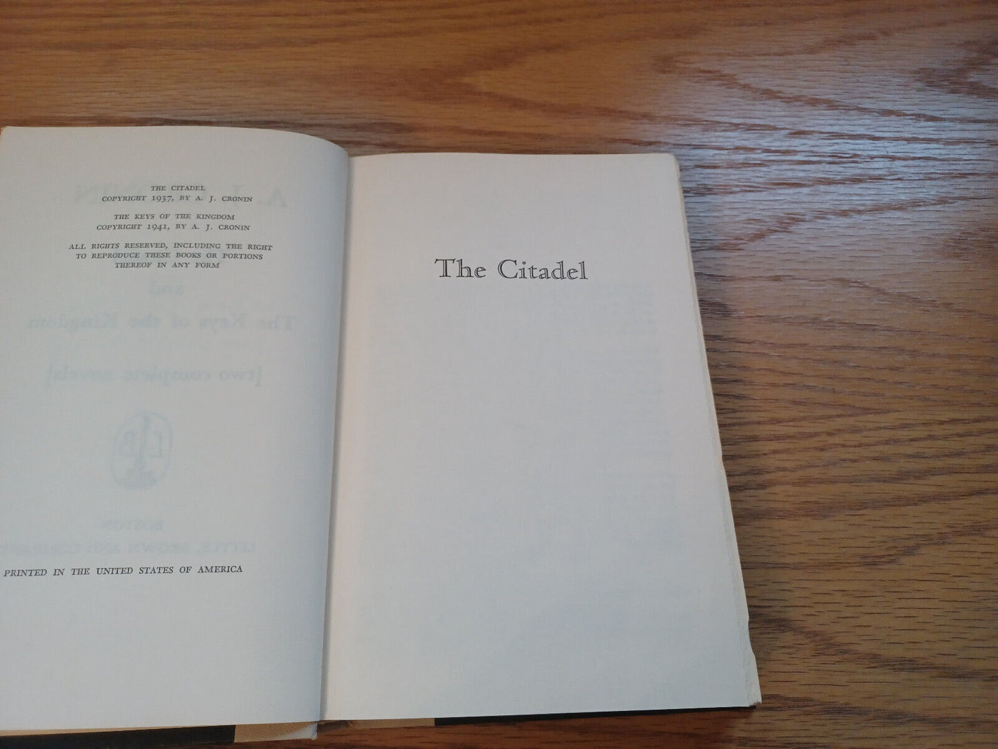 The Citadel And The Keys Of The Kingdom A J Cronin 1941