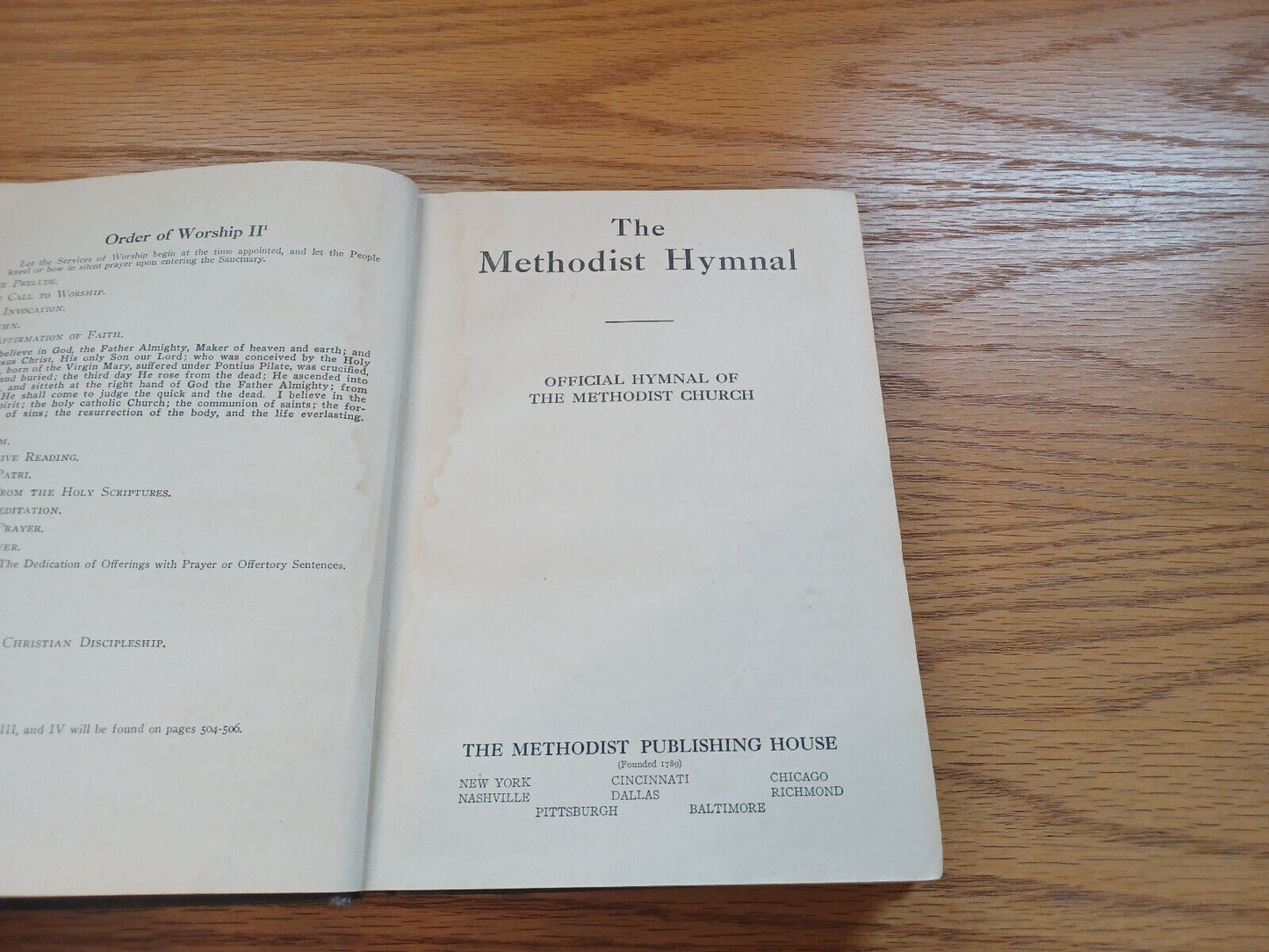 The Methodist Hymnal 1939 Methodist Church