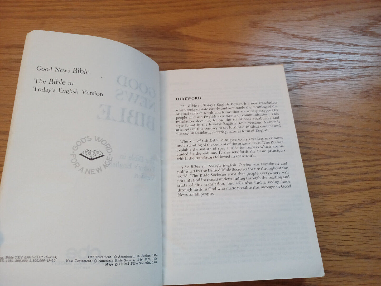 Good News Bible Today's English Version 1980 American Bible Society