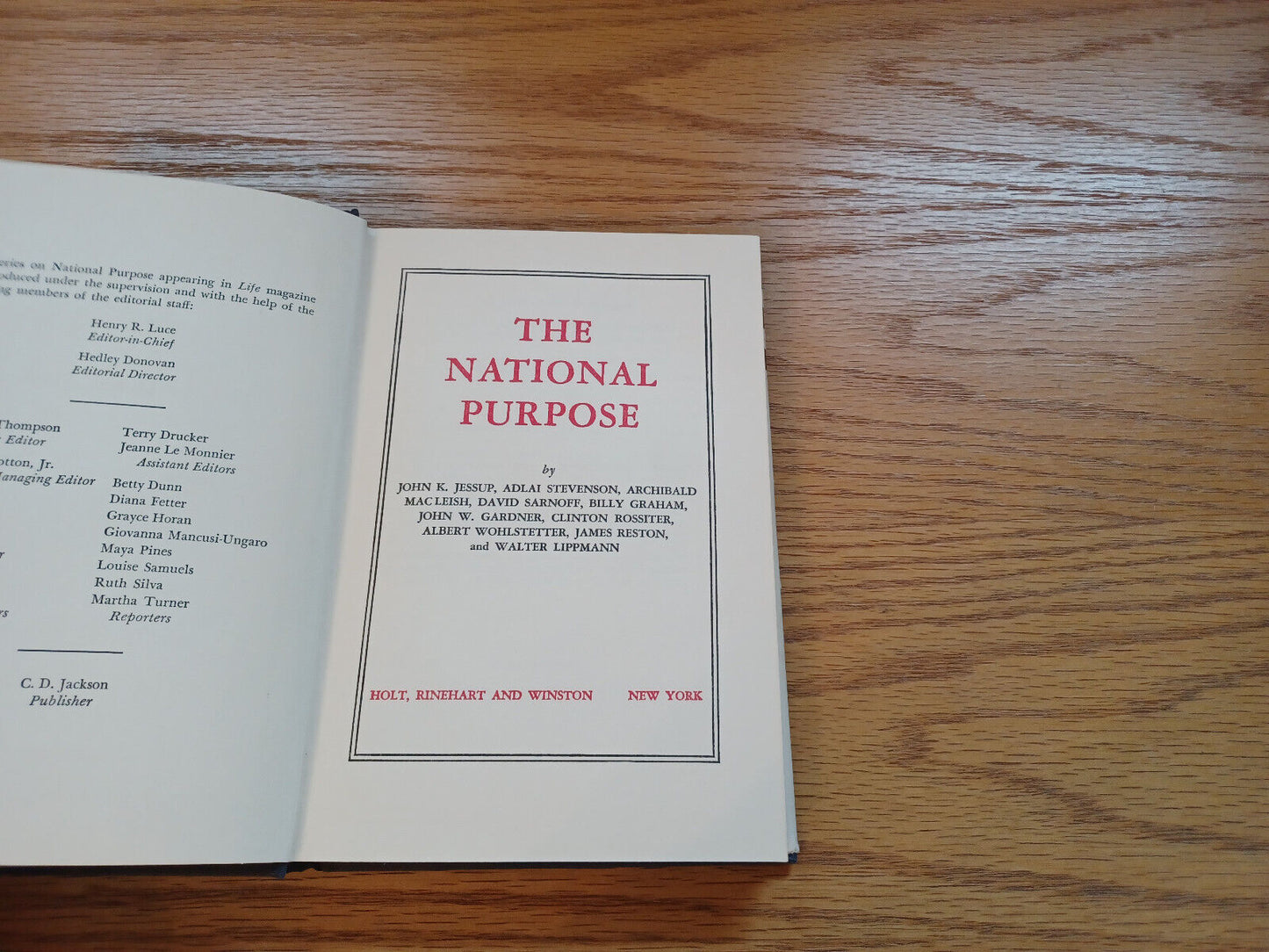 The National Purpose Dust Jacket 1960 1St Ed John K Jessup