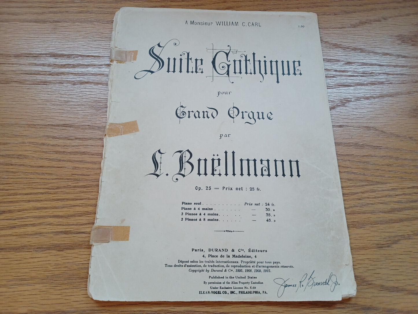 Suite Gothique Pour Grand Orgue Par L Boellmann 1915