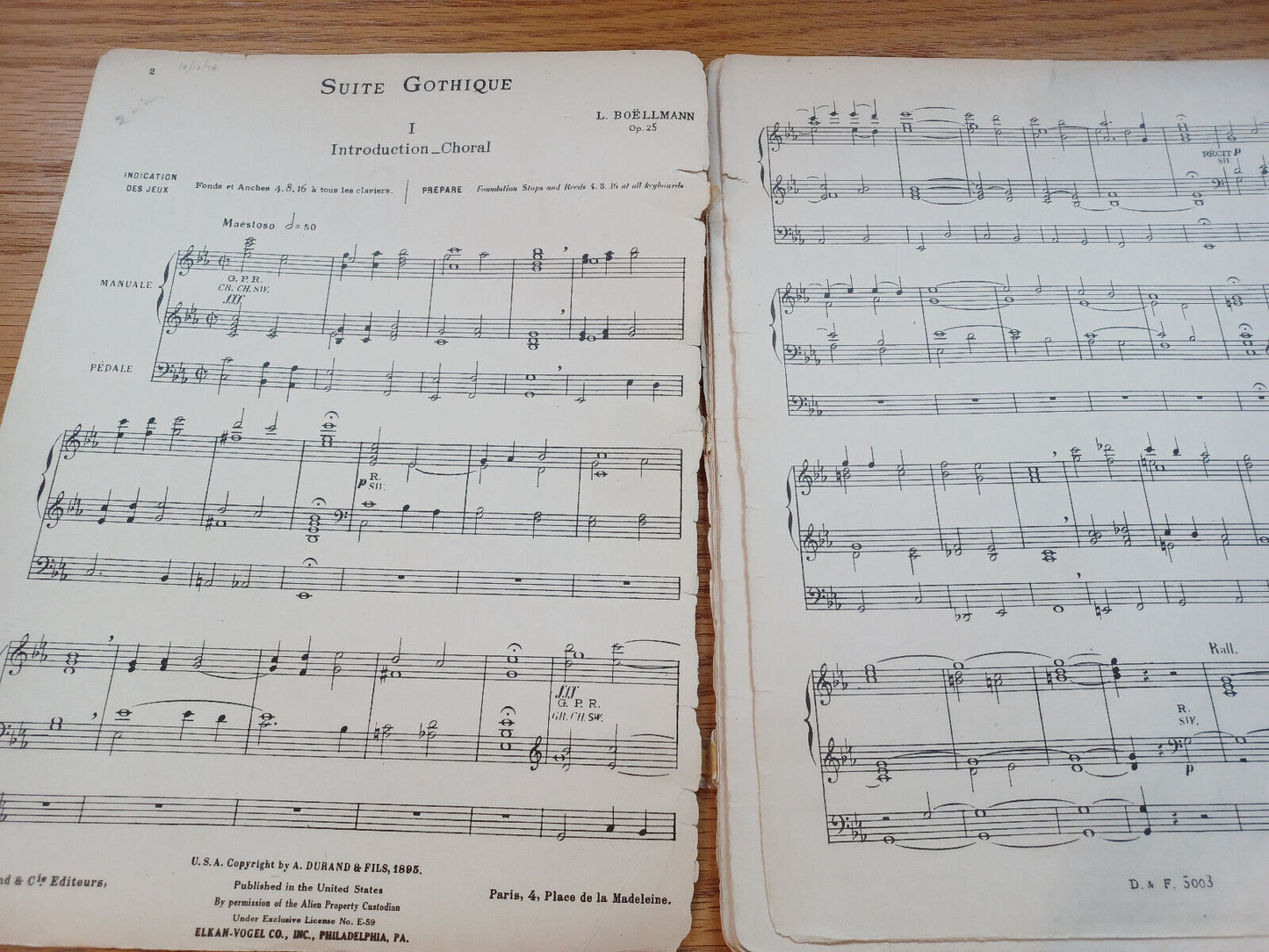 Suite Gothique Pour Grand Orgue Par L Boellmann 1915