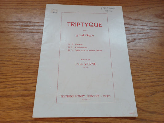 Triptyque Pour Grand Orgue Louis Vierne