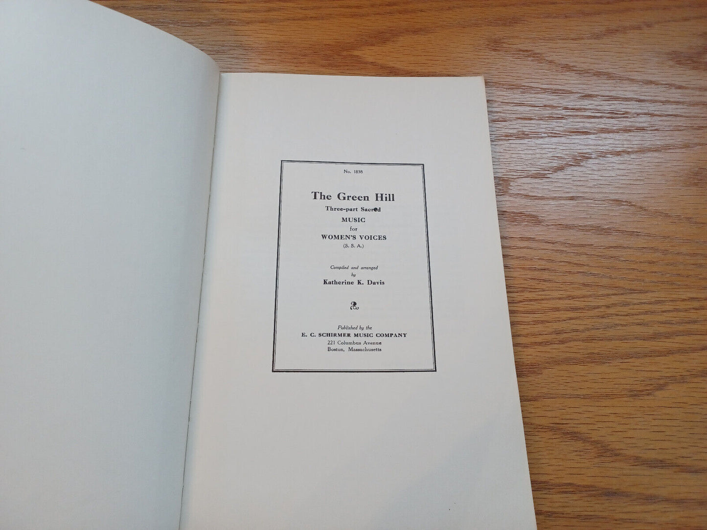 The Green Hill Sacred Music For Women'S Voices 1940 Katherine K Davis