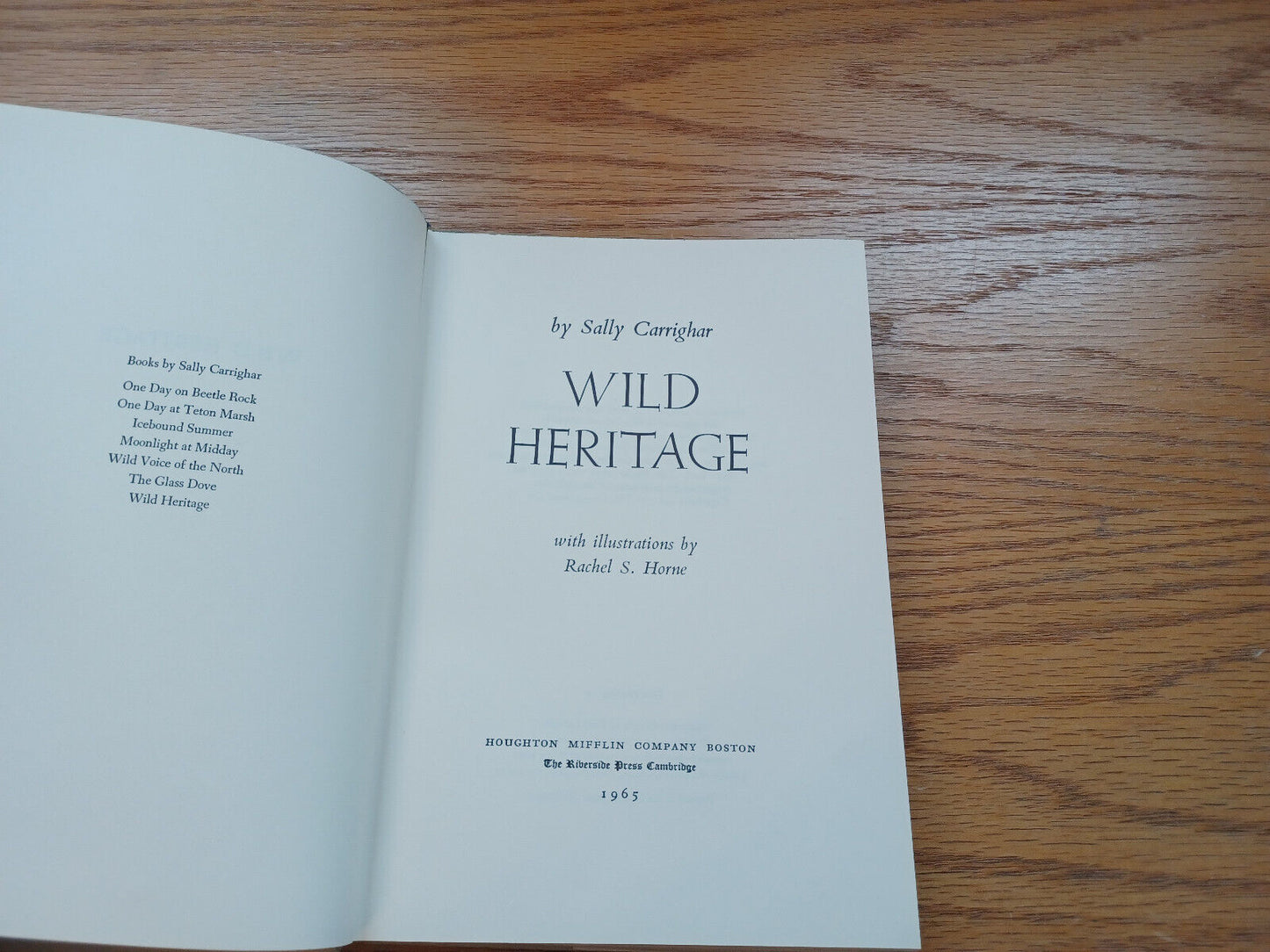 Wild Heritage By Sally Carrighar 1965 First Edition Dust Jacket