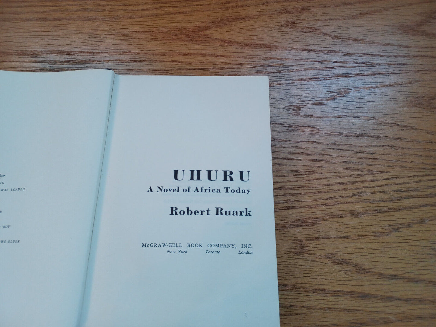 Uhuru A Novel Of Africa Today By Robert Ruark 1962