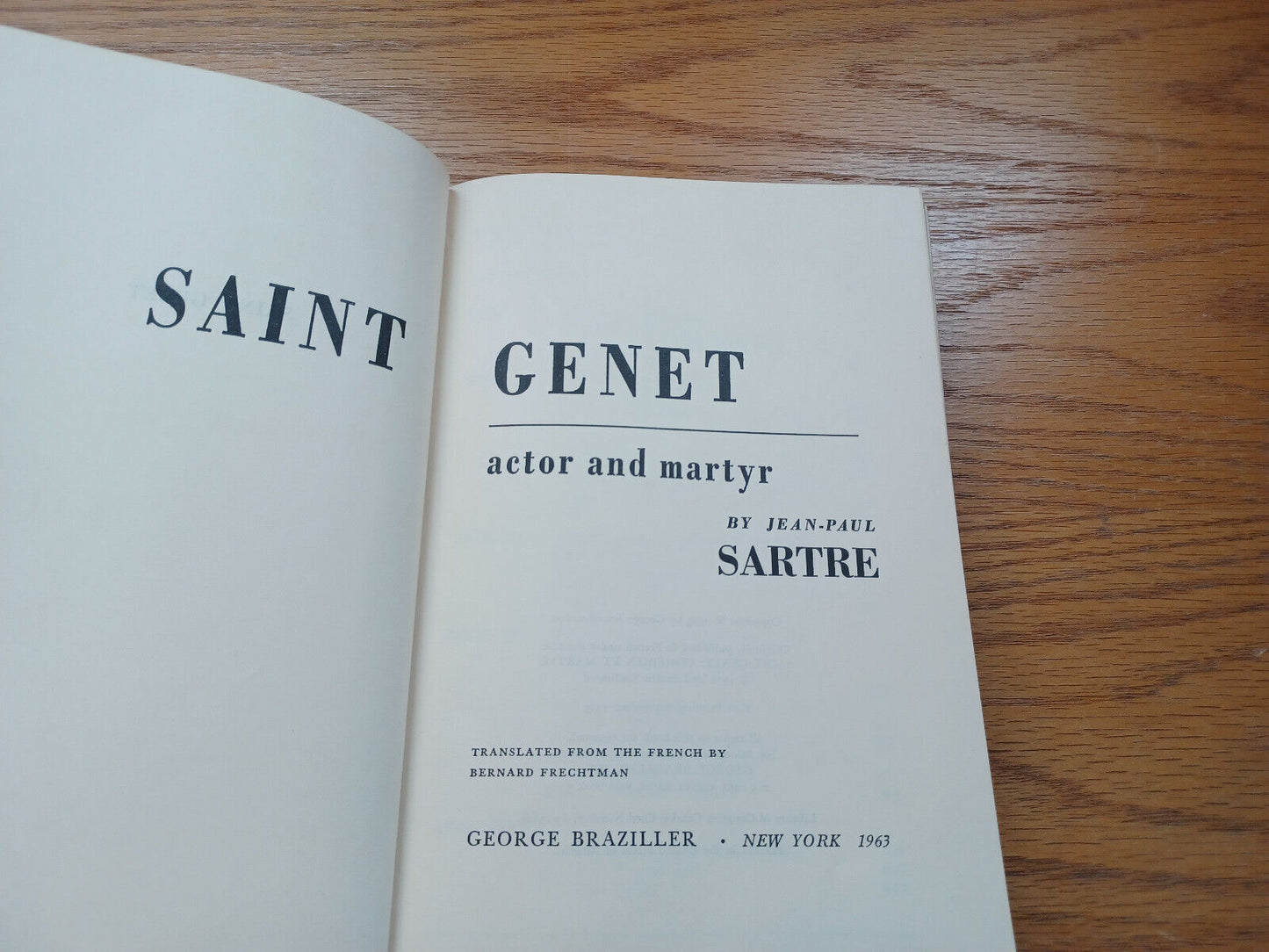 Saint Genet Actor And Martyr By Jean Paul Sartre 1963 Dust Jacket