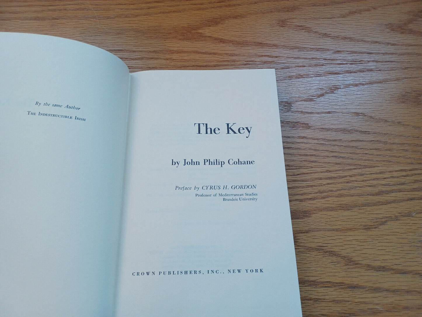 The Key By John Cohane 1970 Dust Jacket