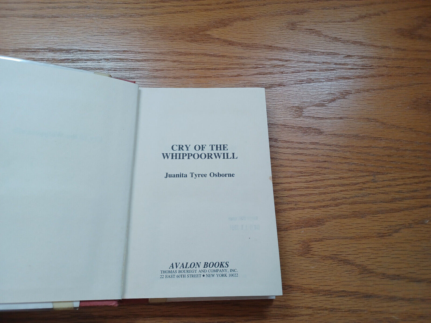 Cry Of The Whippoorwill By Juanita Osborne 1981 Dust Jacket