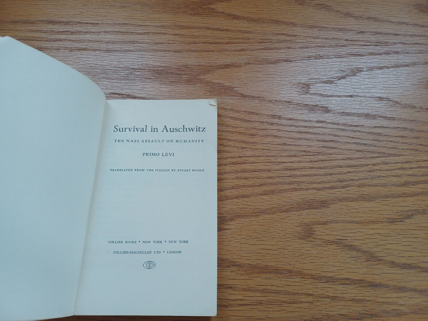 Survival Of Auschwitz Primo Levi 1971