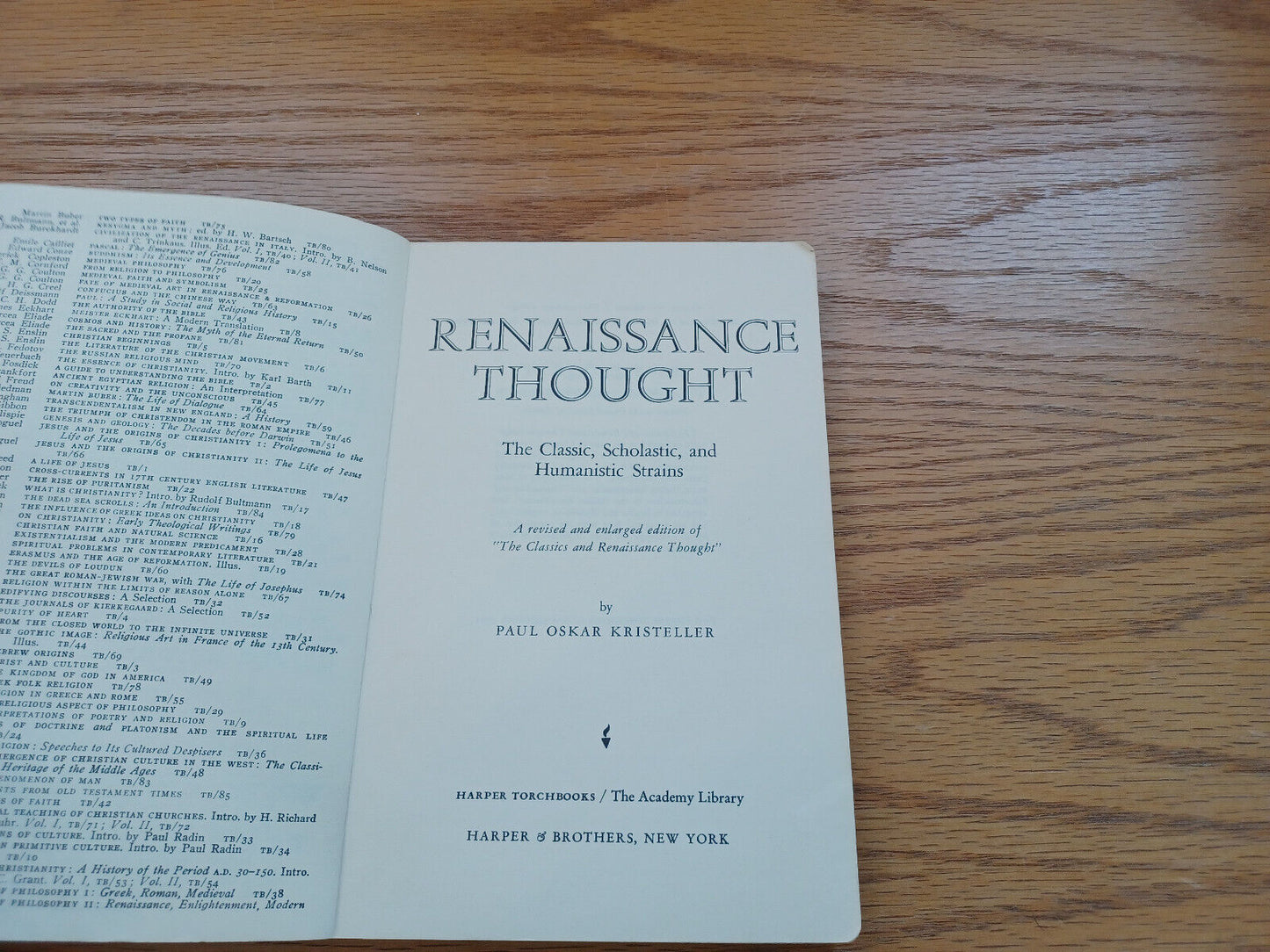 Renaissance Thought The Classic Scholastic And Humanistic Strains 1961