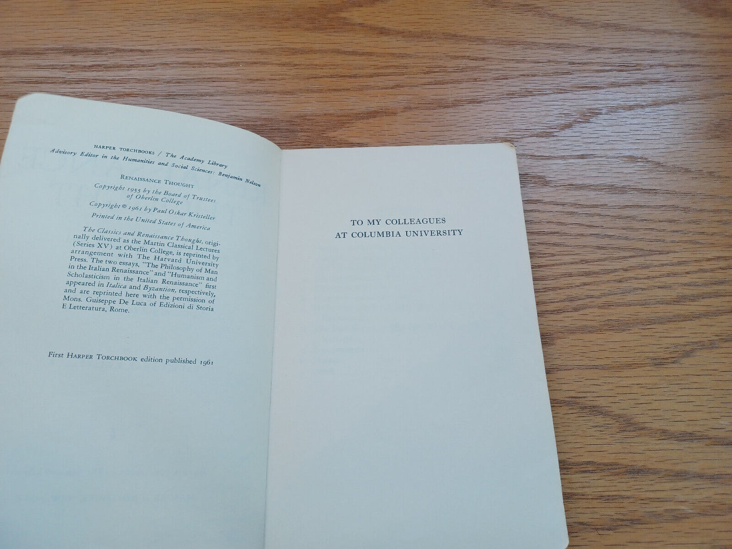 Renaissance Thought The Classic Scholastic And Humanistic Strains 1961